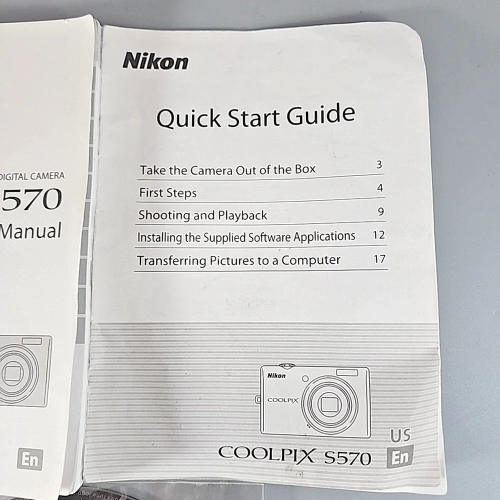 Nikon CoolPix S570 Digital Camera Guide Instruction Manual & Software Suite CD